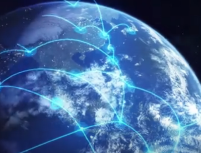A globe with illuminated nodes and pathways