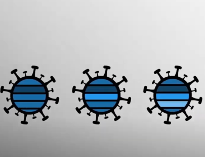 An illustration of five SARS-CoV-2 viruses